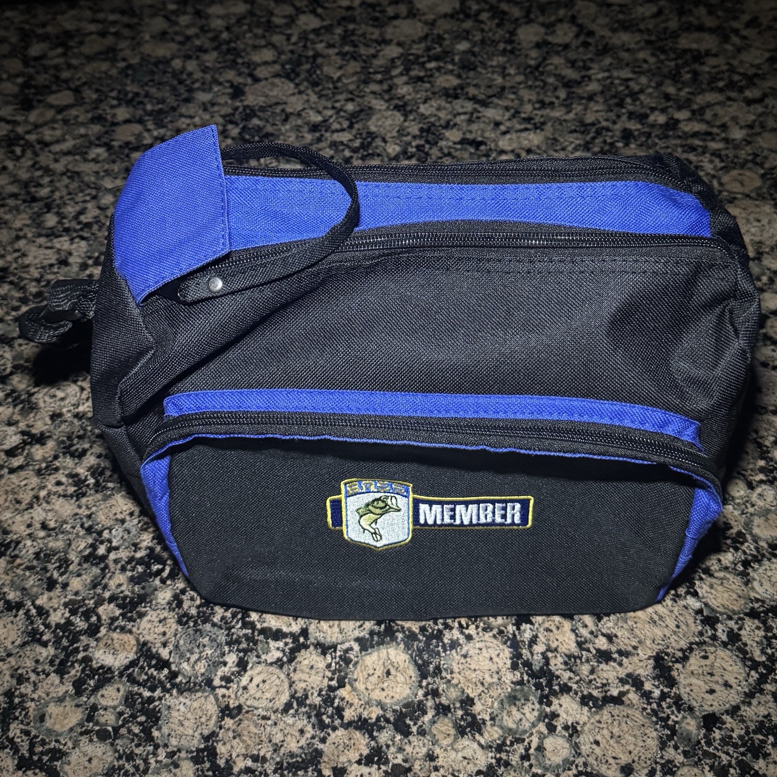 Bass Member Small Tote Tackle Bag Fishing Outdoors Camping 11 x 5 x 9 Black Blue