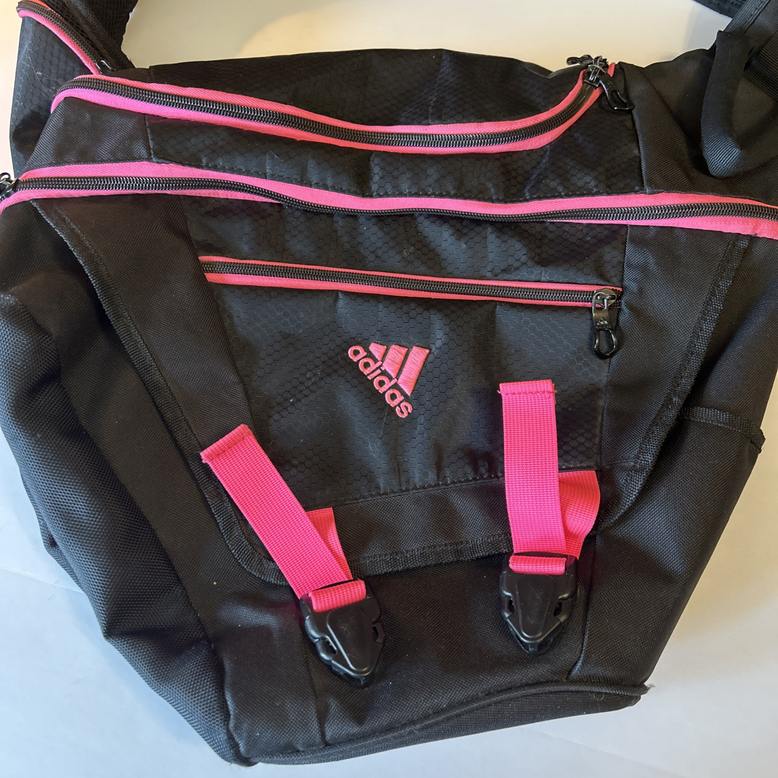 Adidas Sling Backpack Black Pink Day Pack Travel Work Gym Clean