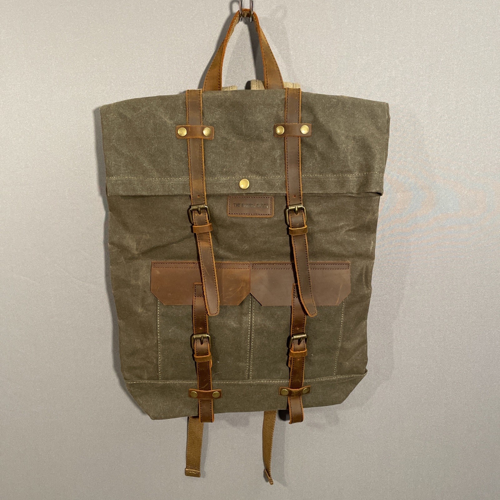 The Barrel Shack Handmade Oiled Canvas & Leather Cotton Backpack Rucksack Bruce