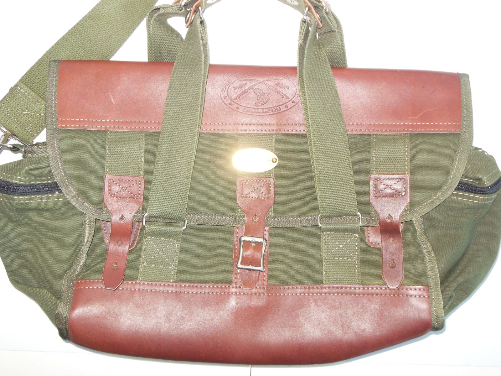 Orvis Battenkill Duffle Bag Canvas Leather Green Travel Kit Camera Bag Vintage