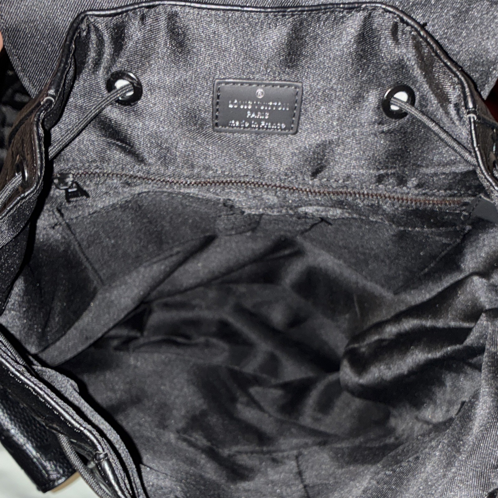 Louis Vuitton Black Monogram Backpack Drawstring Buckle Adjustable Strap Pockets
