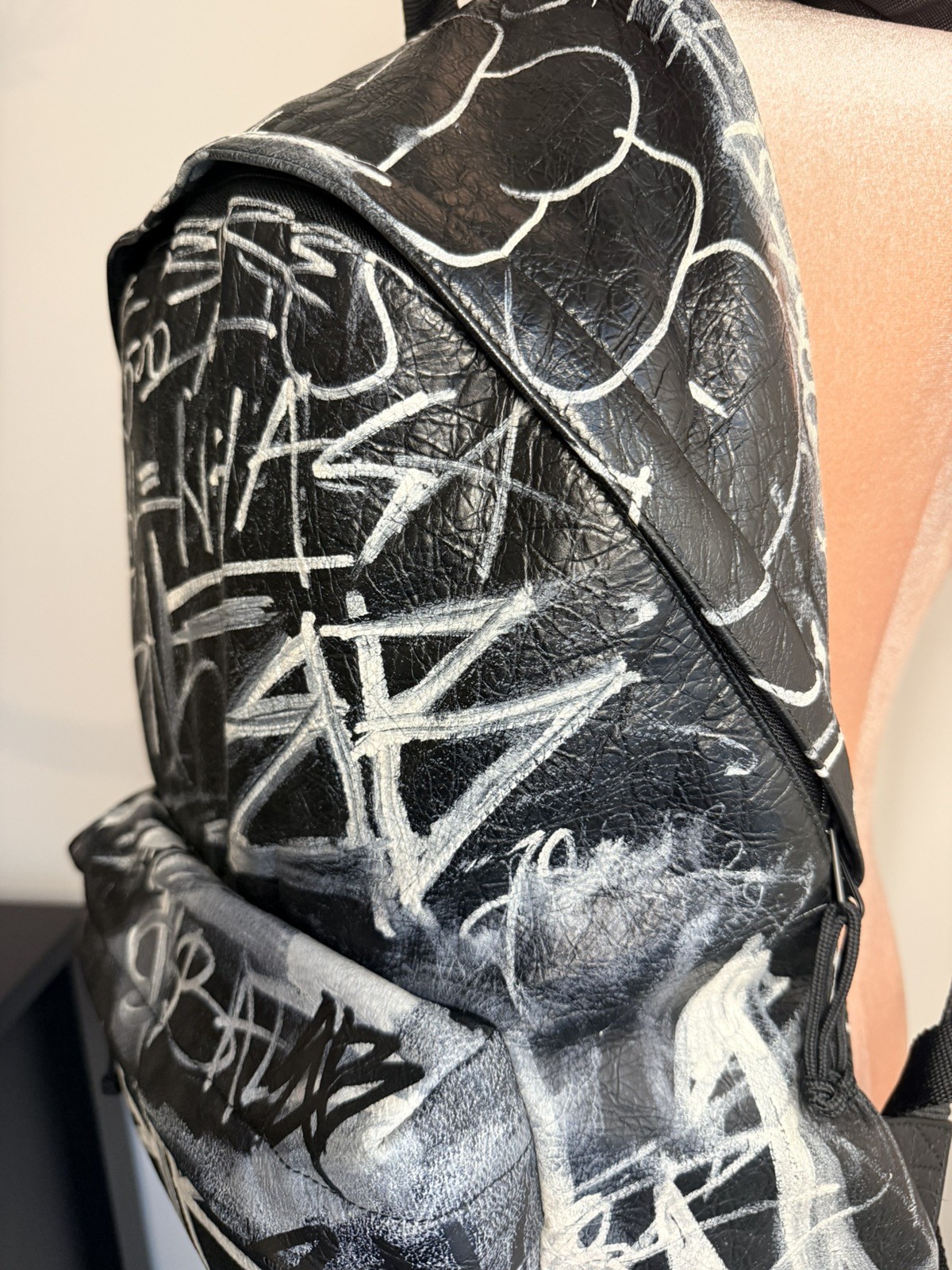 Balenciaga Explorer Graffiti Backpack Black Arena Lambskin Italy