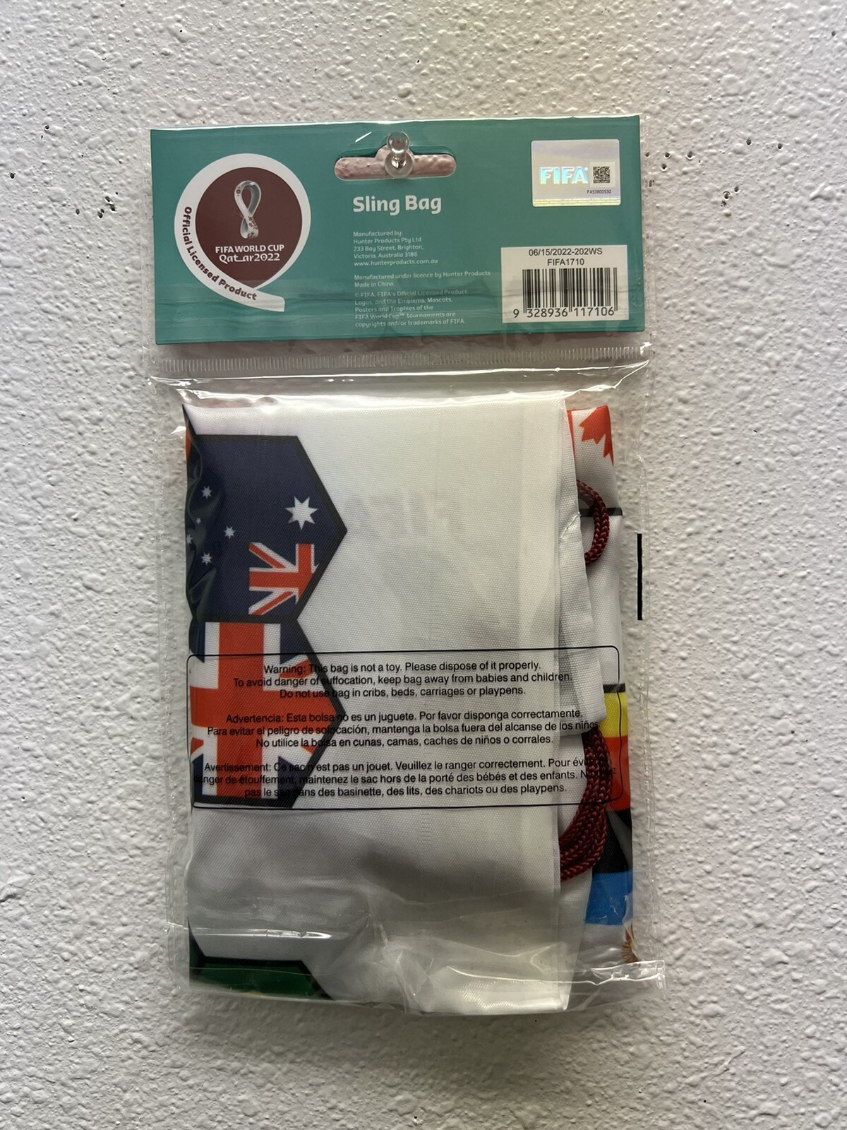 FIFA World Cup 2022 Soccer Drawstring Sling Tote Bag 18 x 14 “ Multi Team