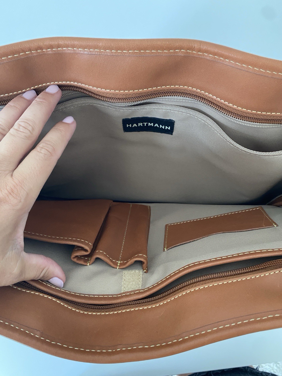 Hartmann Cognac Leather Softshell Briefcase