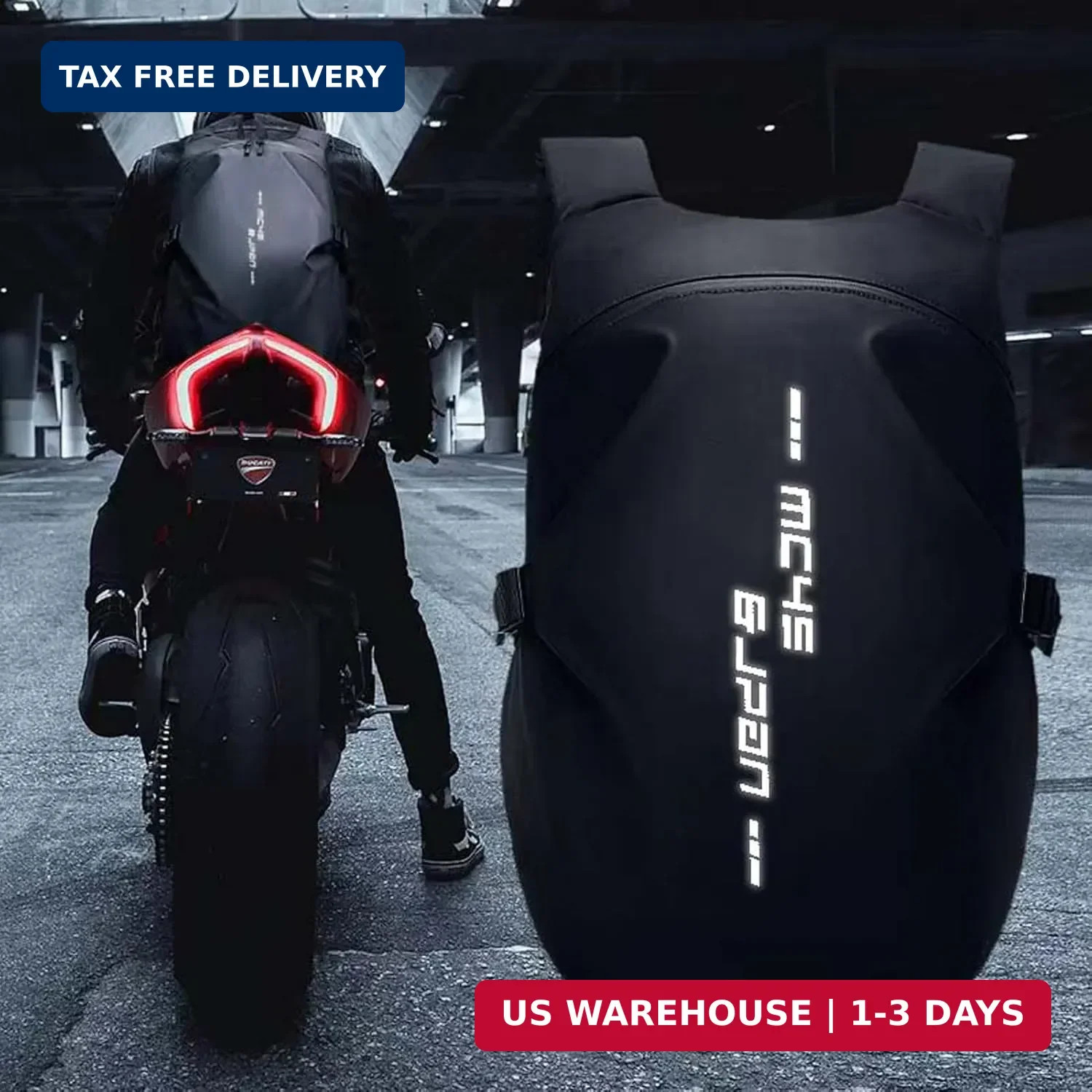 Motorcycle Backpack,waterproof helmet backpack for Men,riding Large, Black