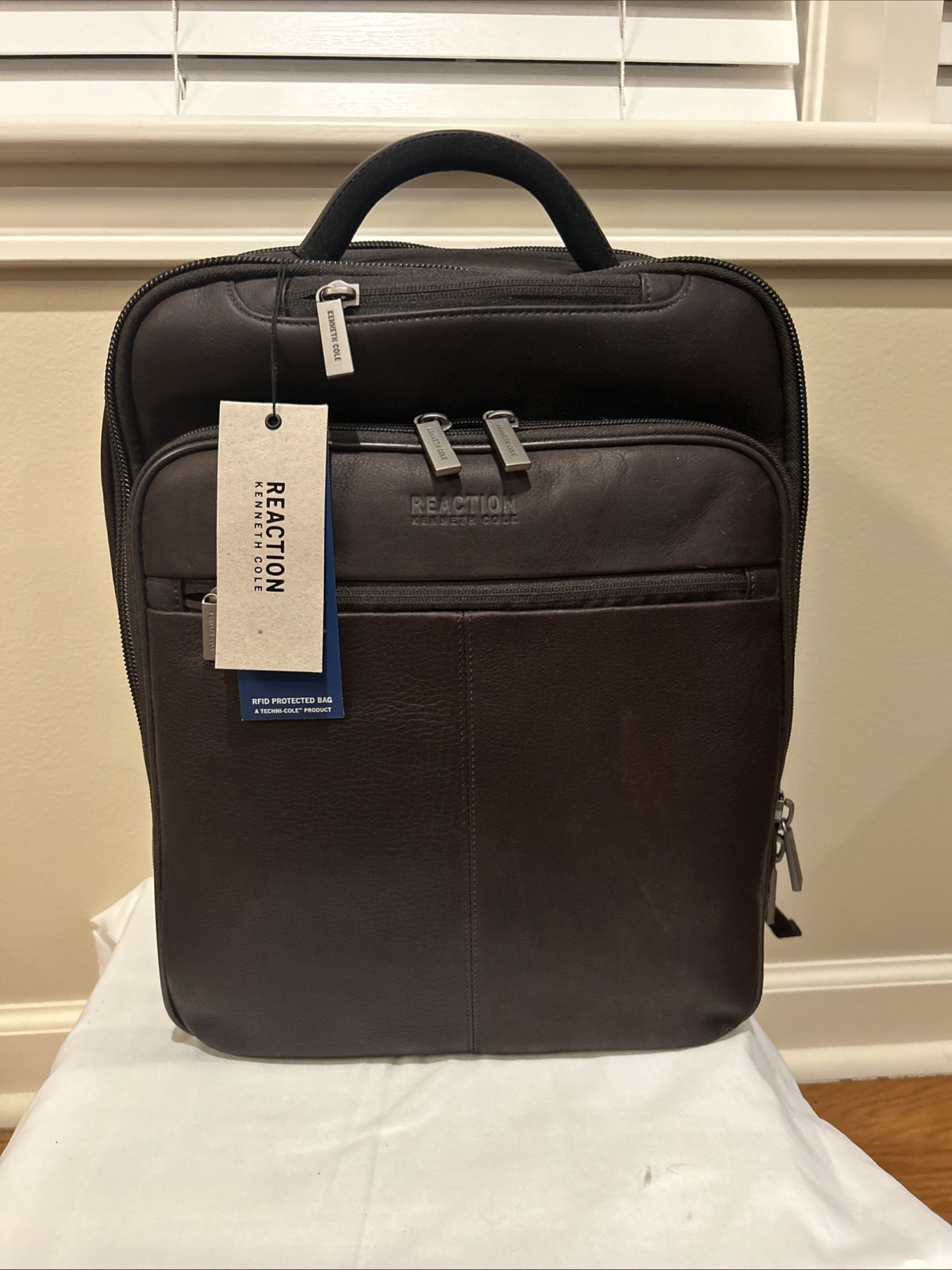 Kenneth Cole Reaction Backpack Brand New Laptop Briefcase In Brown