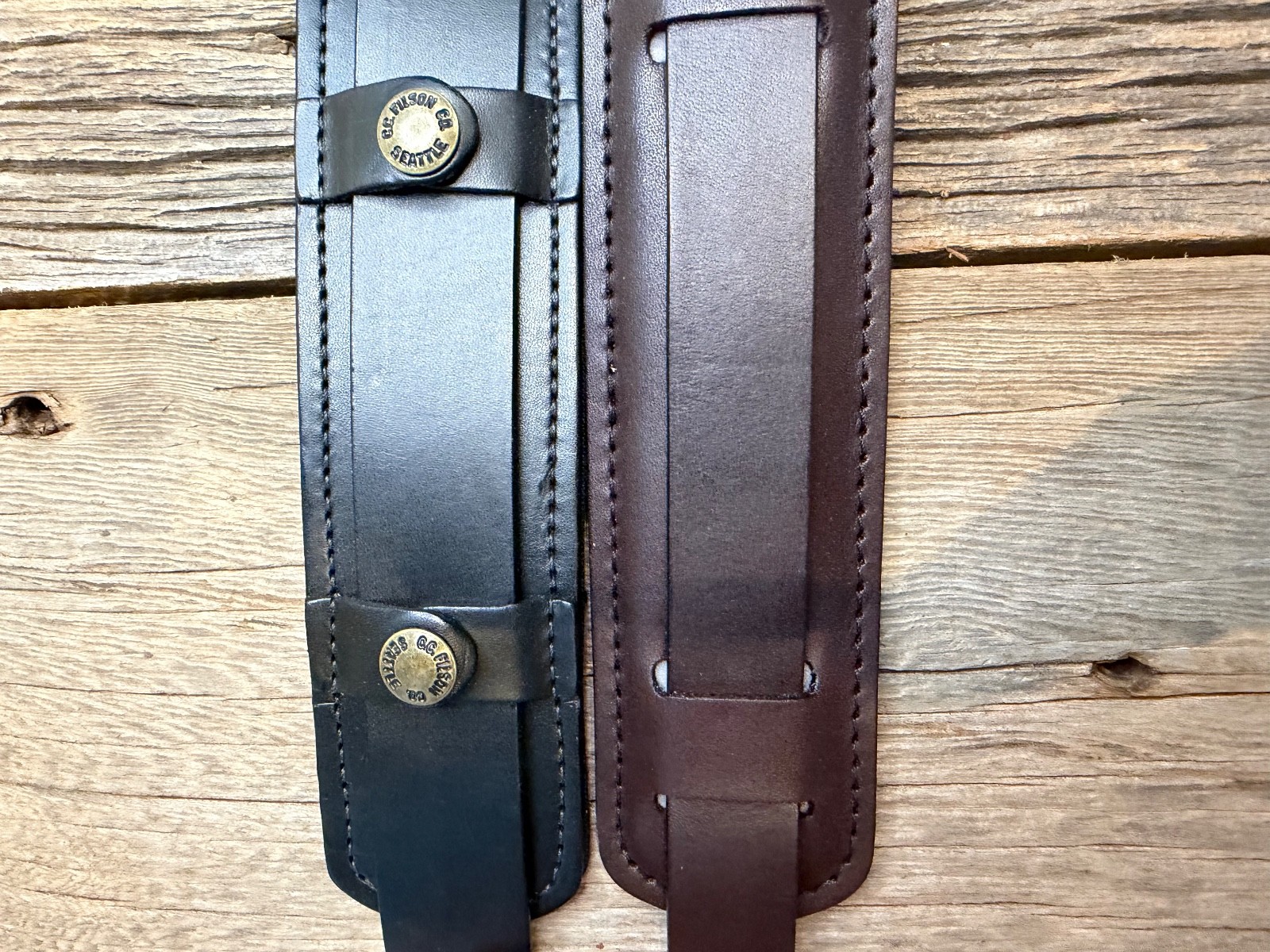 Filson Leather Shoulder Strap MADE IN USA Brown Bridle Brass Adjustable Vintage