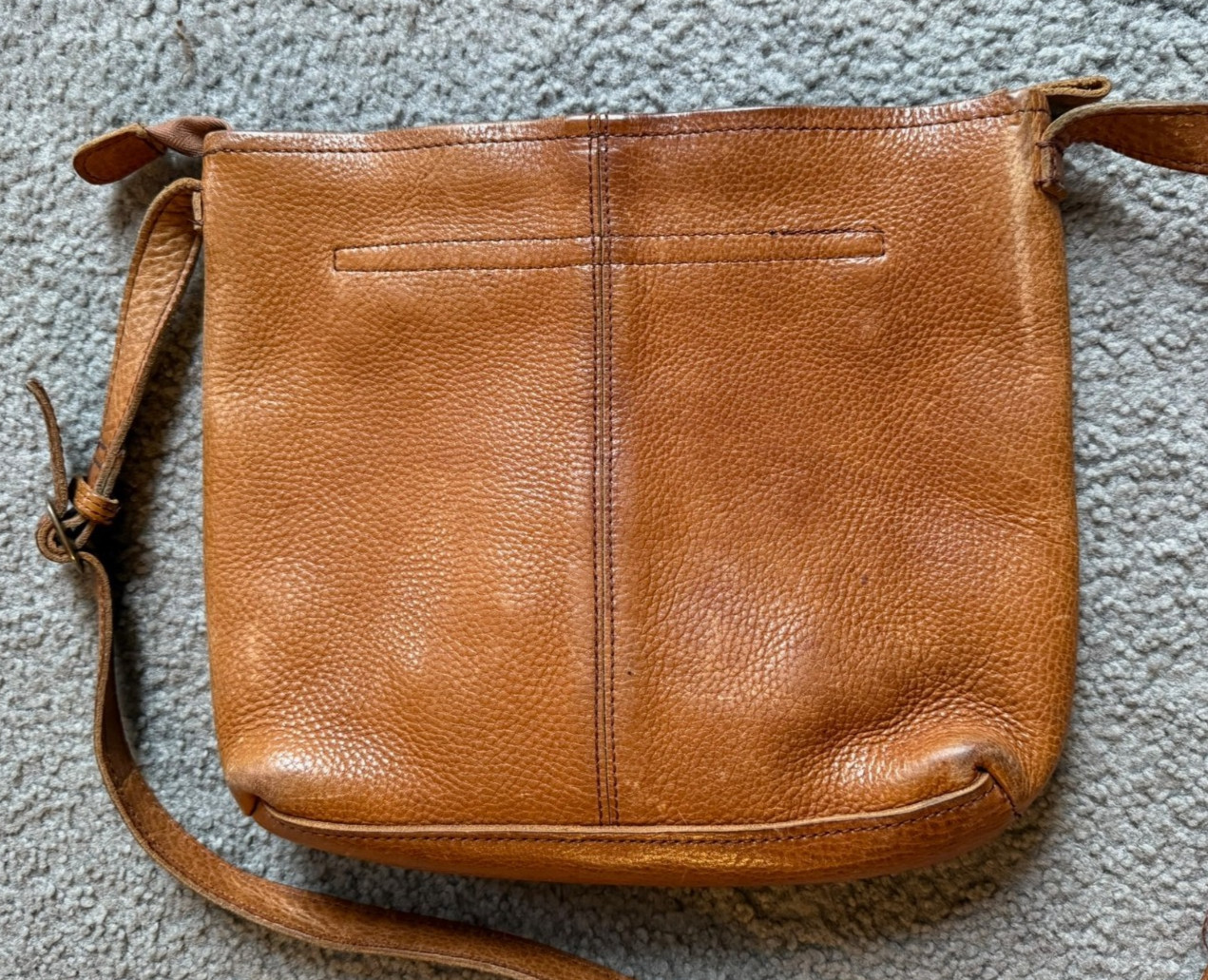 Duluth Trading Brown Pebbled Leather Satchel Shoulder Tote Bag