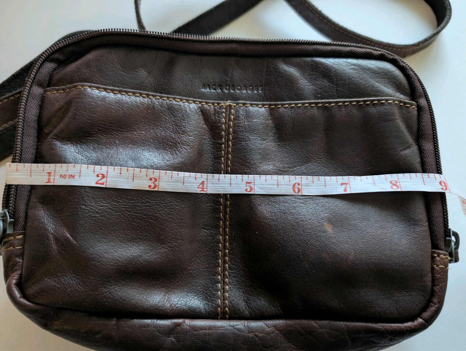 Jack Georges Brown Solid Crossbody Bag Zip Closure Woman’s Small Voyager Buffalo