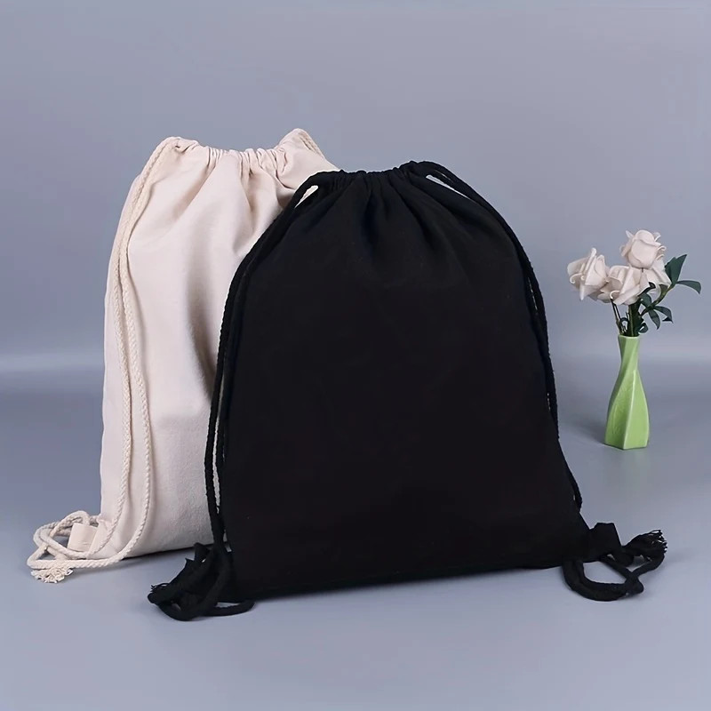 Canvas Bag Shoulders Drawstring Bundle Pockets Shopping Student Backpack Bag Cot