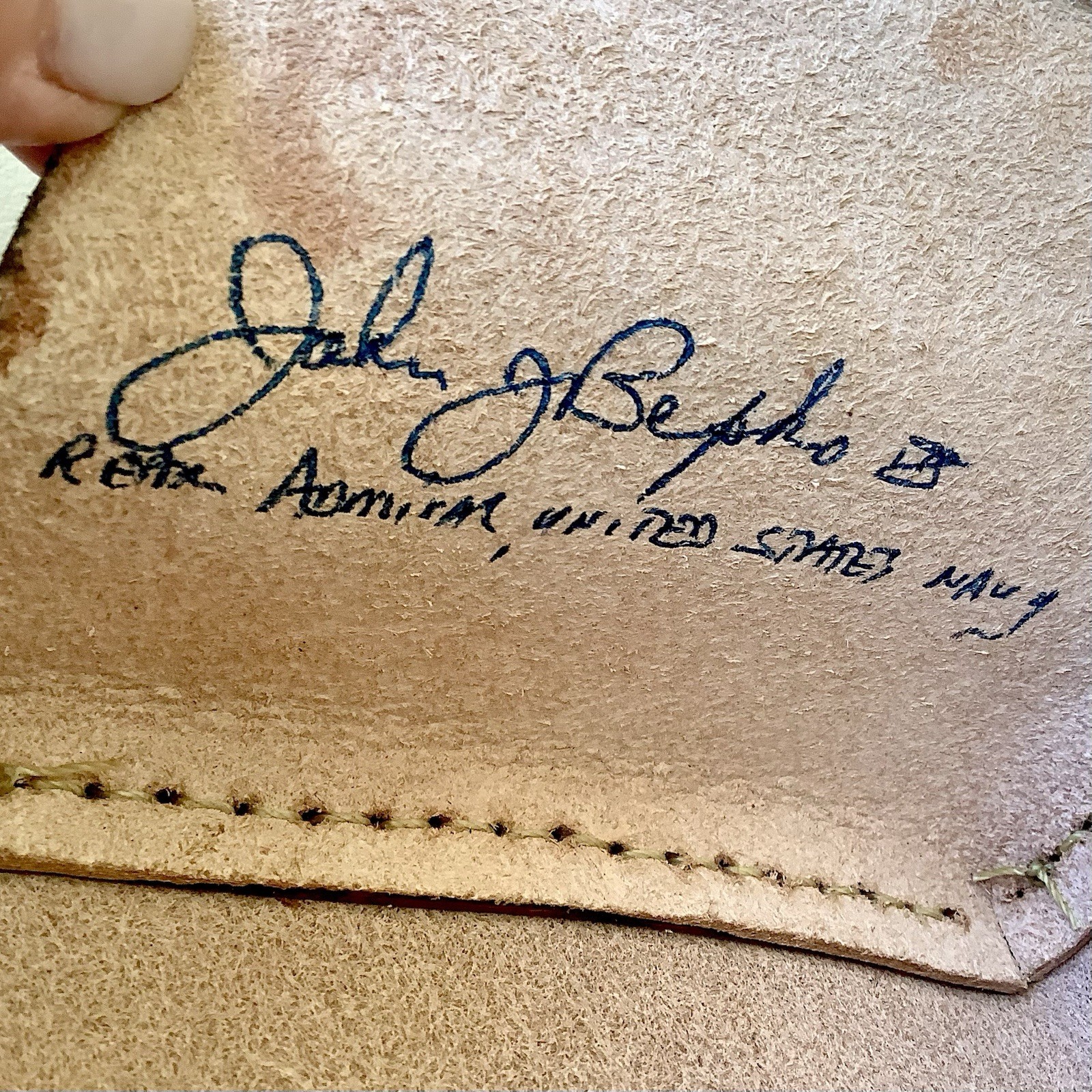Tooled Leather Case Brown Western Floral Navy Admiral Inscription