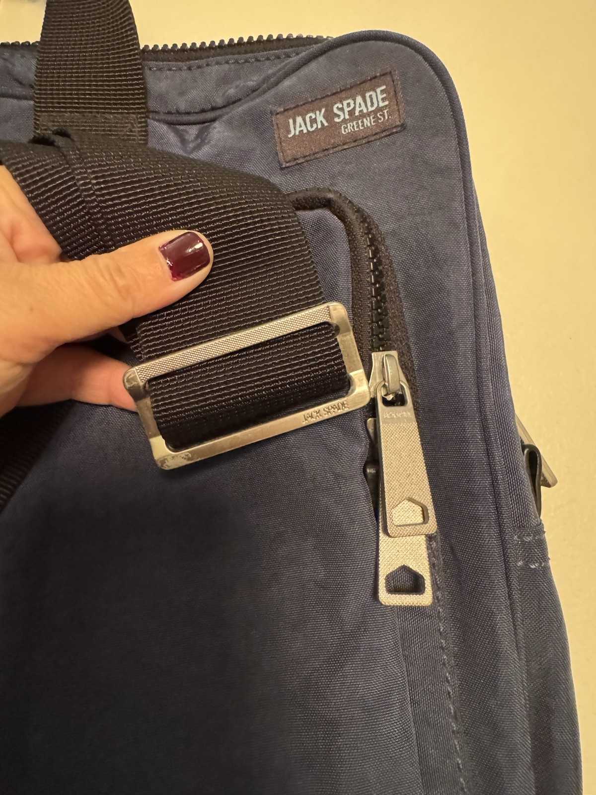 OG Washed Nylon Jack Spade Laptop Light Weight Brief Case Navy Blue With Strap