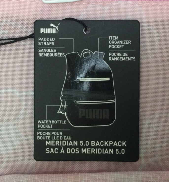 Puma Meridian 5.0 Backpack, Padded Straps, Item Organizer, Bottle Pocket (Pink)