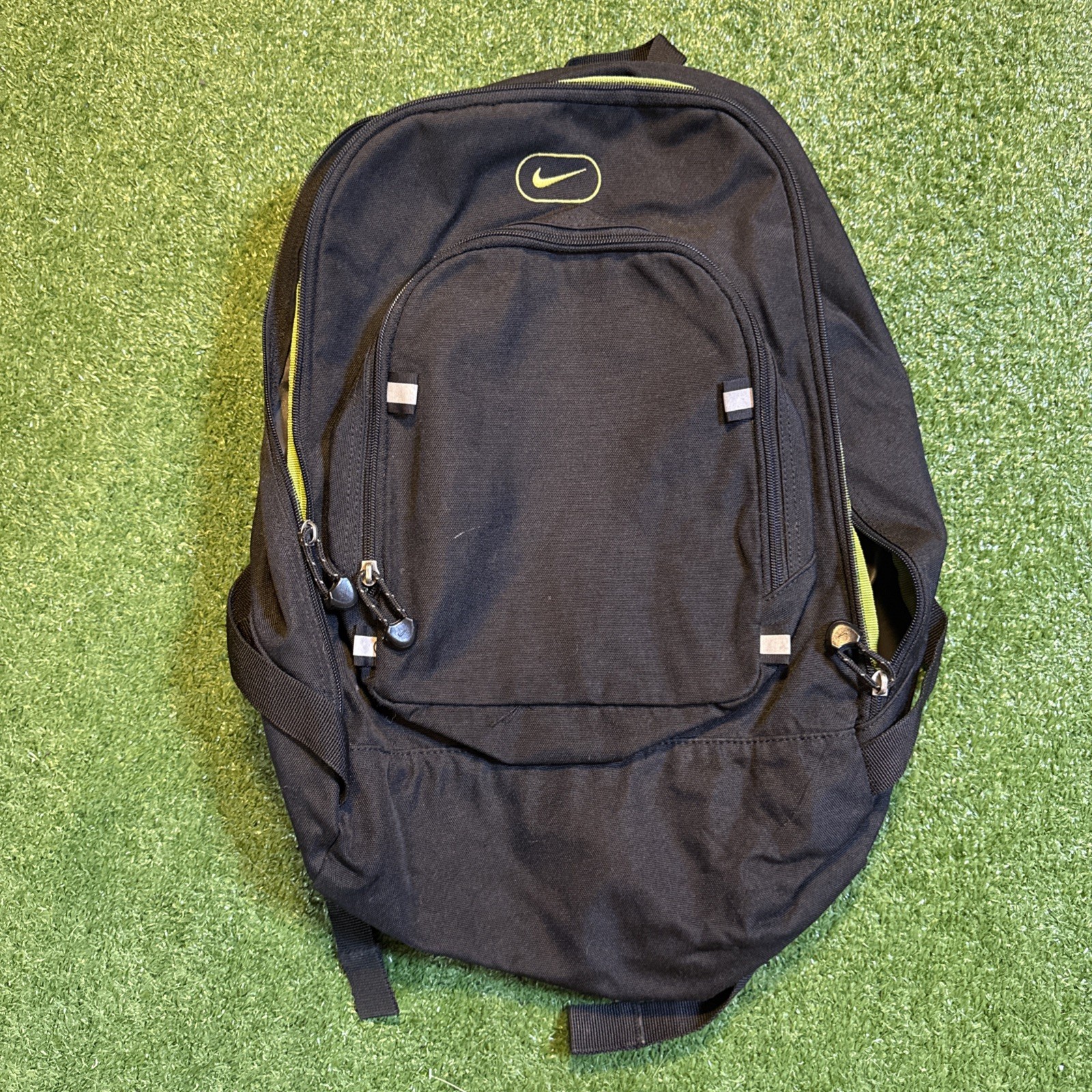 Y2K Vintage Nike Backpack Black Yellow Small 2005 Glow n Dark