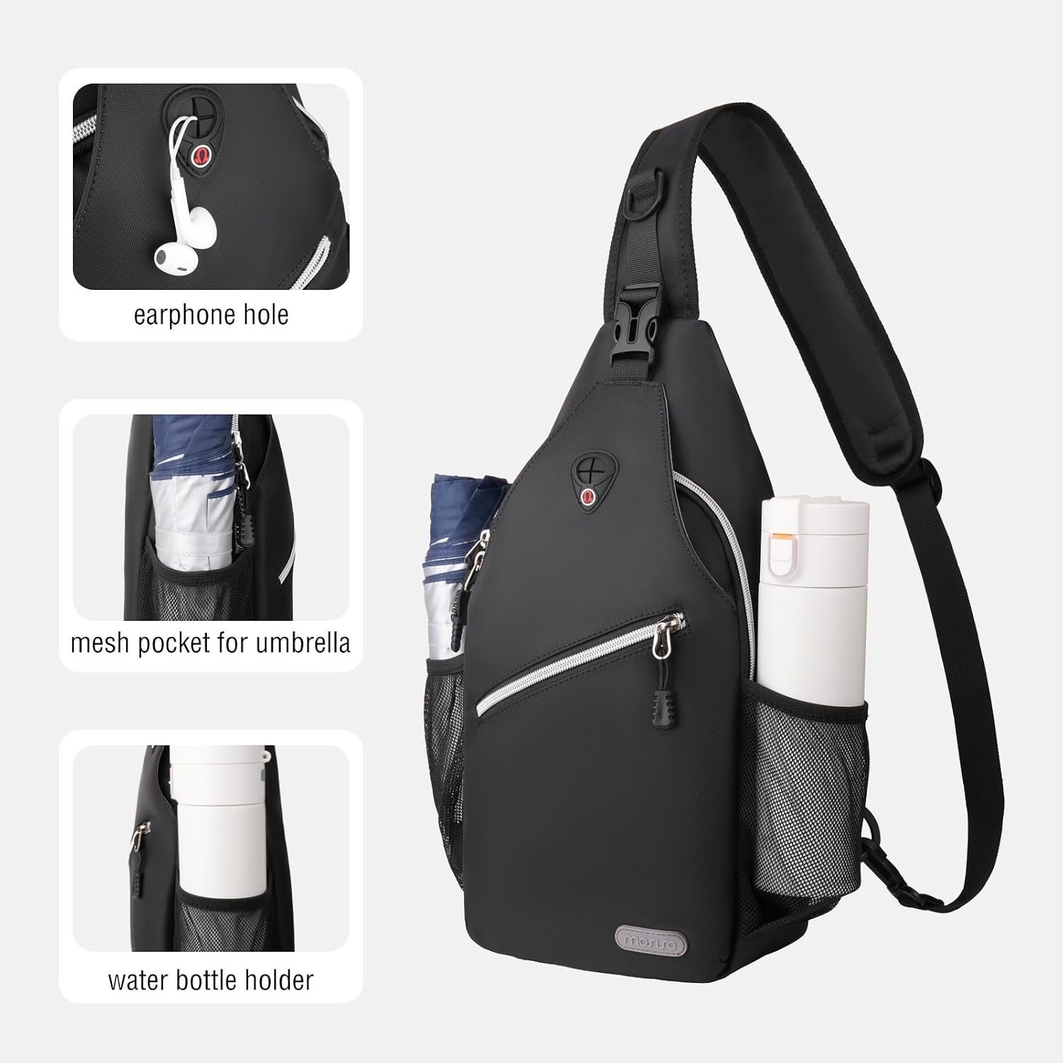 Lightweight Black Sling Backpack for Men – Ideal for Hiking and Casual Travel
