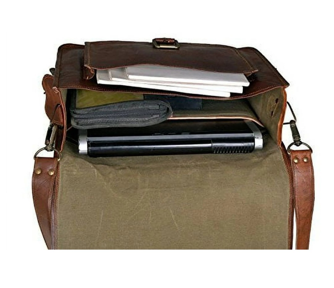 Cuero 16 Inch Retro Buffalo Hunter Leather Laptop Messenger Bag Office Briefcase