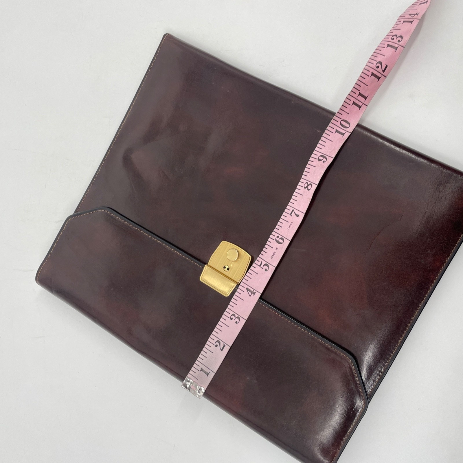 Bosca Dark Brown Leather Briefcase bag hand stained hide lock USA portfolio key