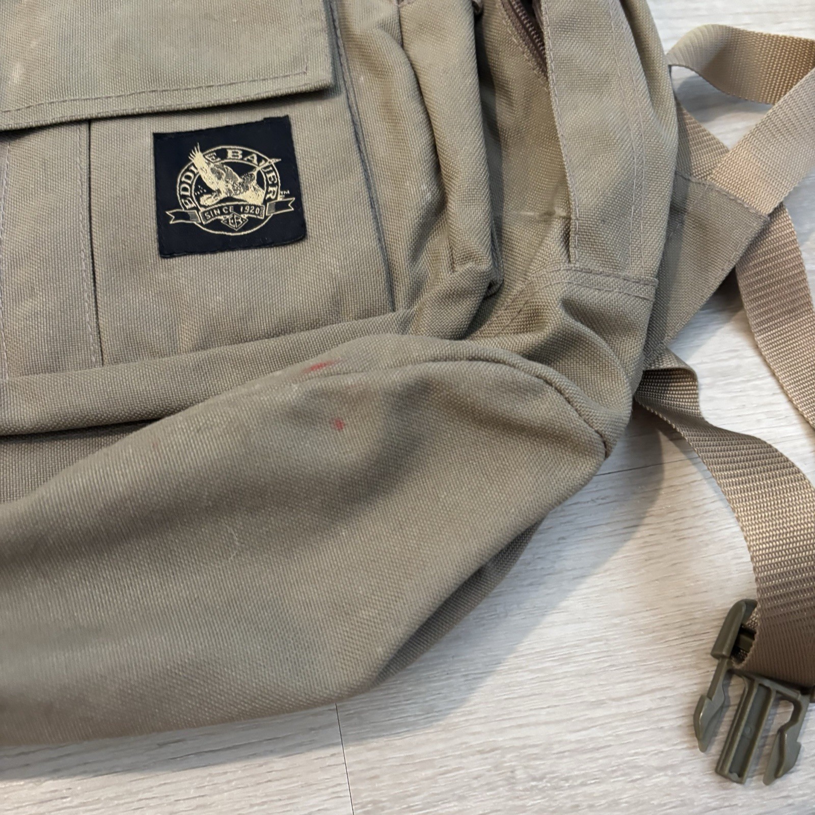 Vintage Eddie Bauer Backpack Daypack Canvas Brown 2 Pocket Adult 16×13*