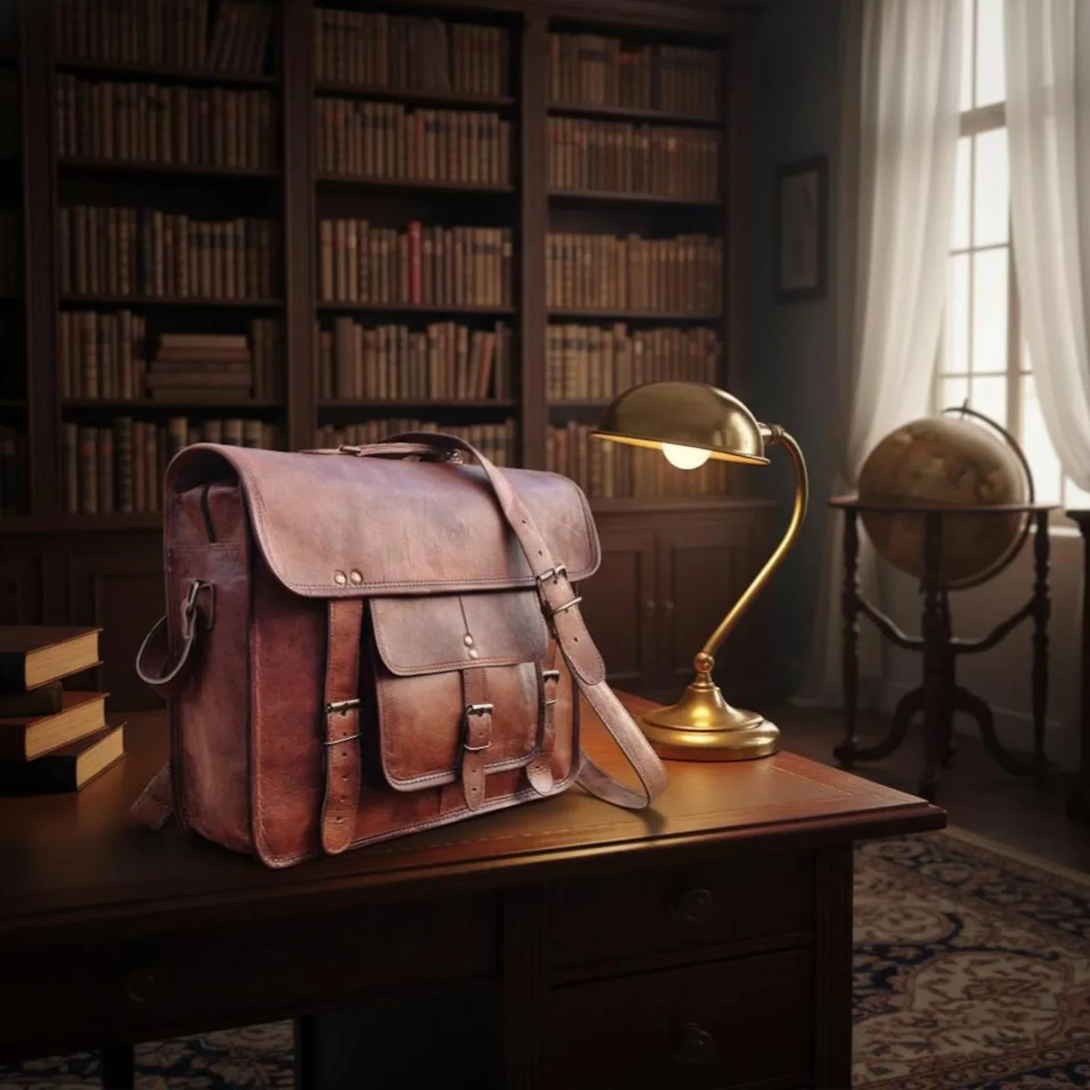 Men’s Vintage Leather Everyday Briefcase Laptop Case Messenger Shoulder Bag
