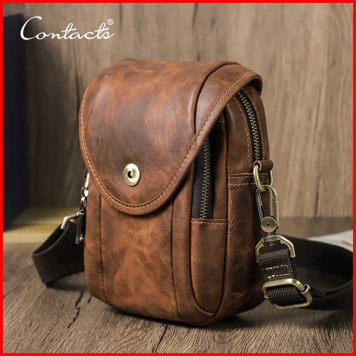 Genuine faux Leather Sling Shoulder Bags for Men Waist Bags Belt Fanny Pack mens