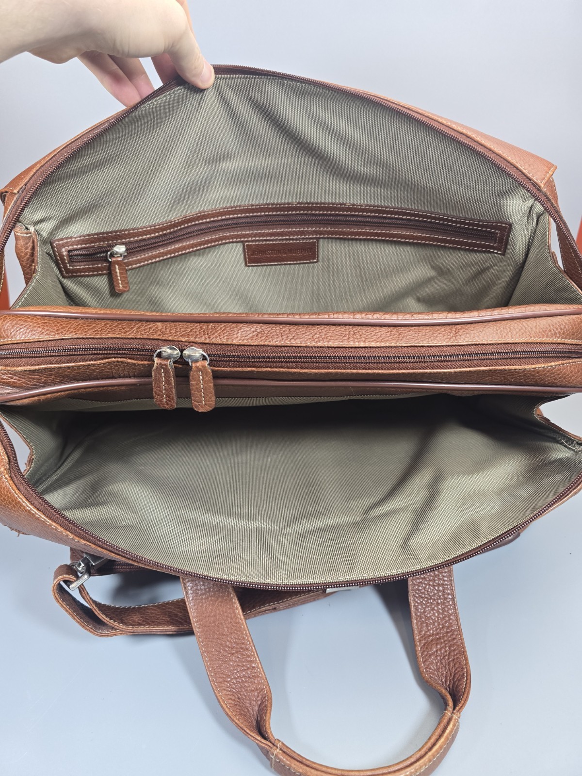 Johnston & Murphy Brown Leather Briefcase Shoulder Laptop Bag