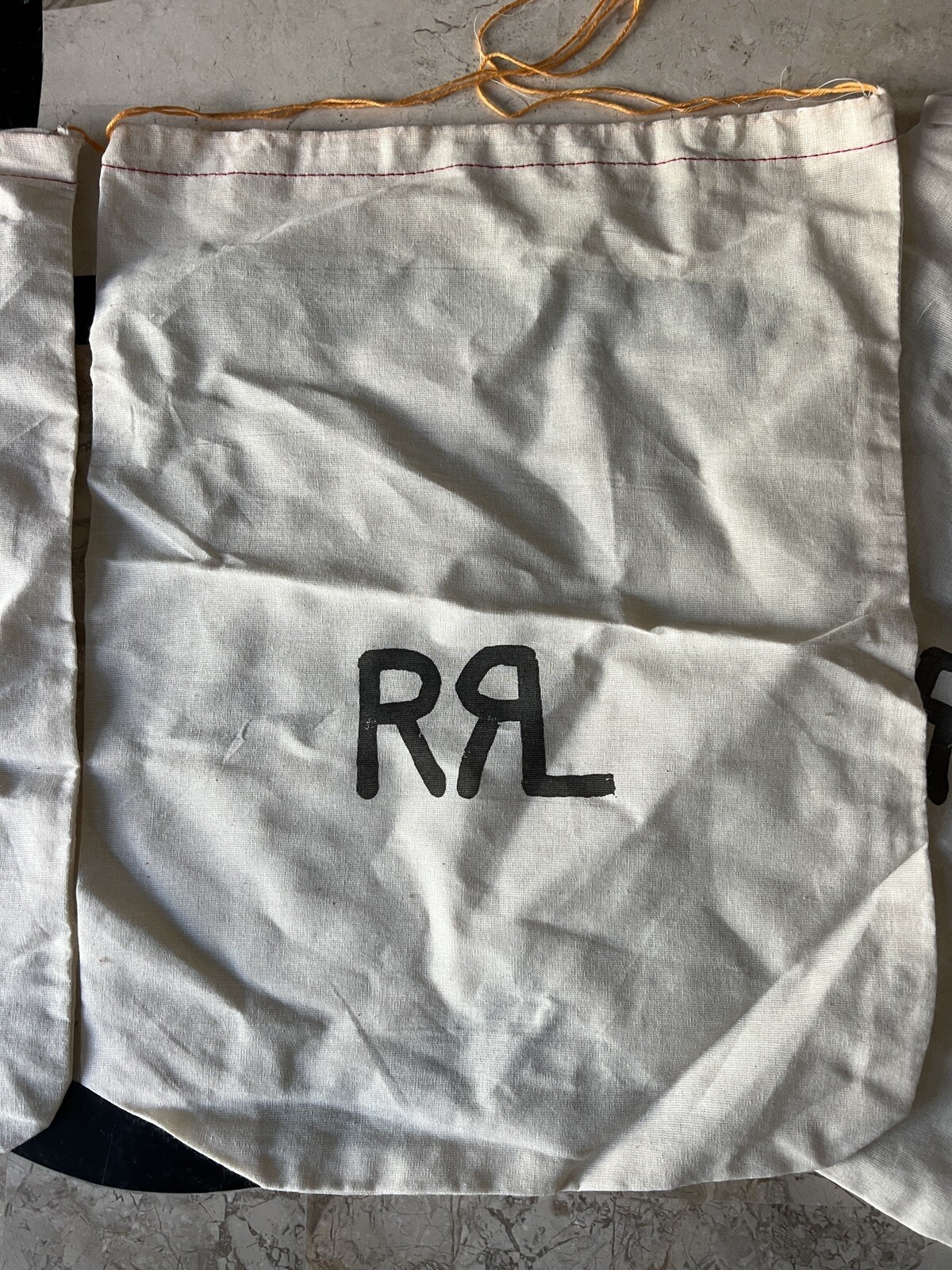 3 Large Double Ralph Lauren RRL Linen Drawstring bags for accessories 12’x15′