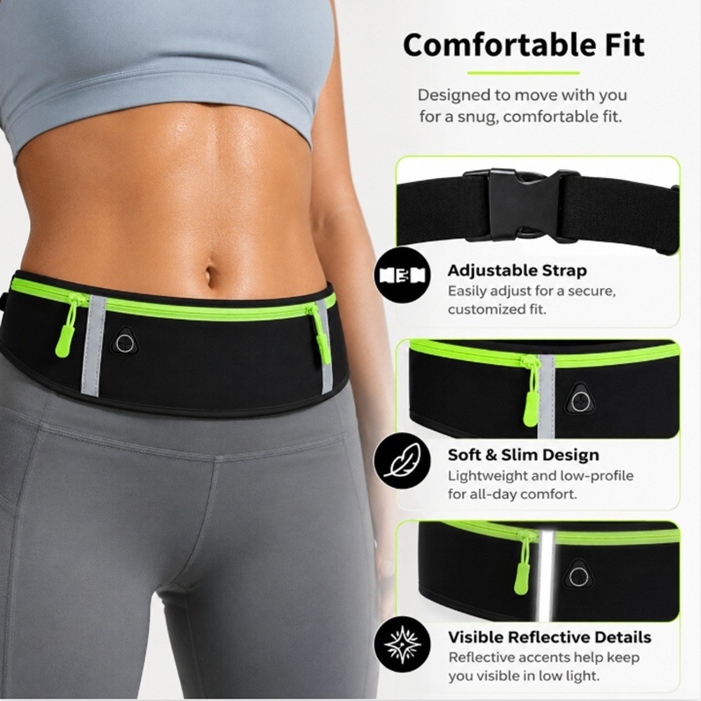 Adjustable Running Belt Water Resistant Waist Pack Fanny Bag Unisex Phone Pouch