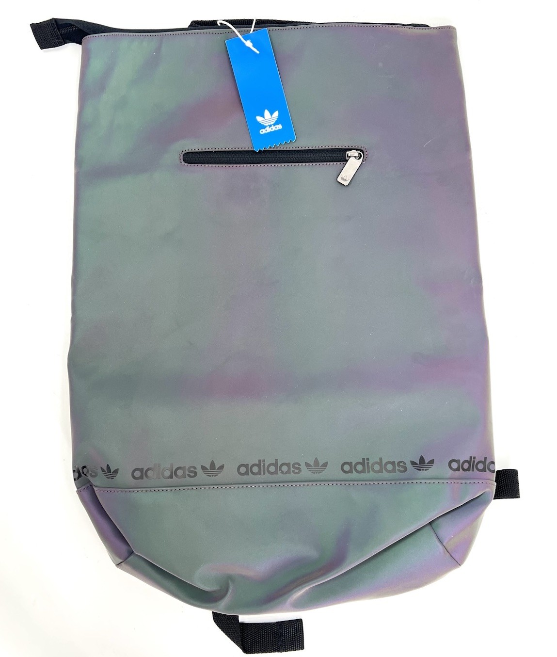 Adidas Top Load Reflective Backpack In An Oil Slick Colorway New