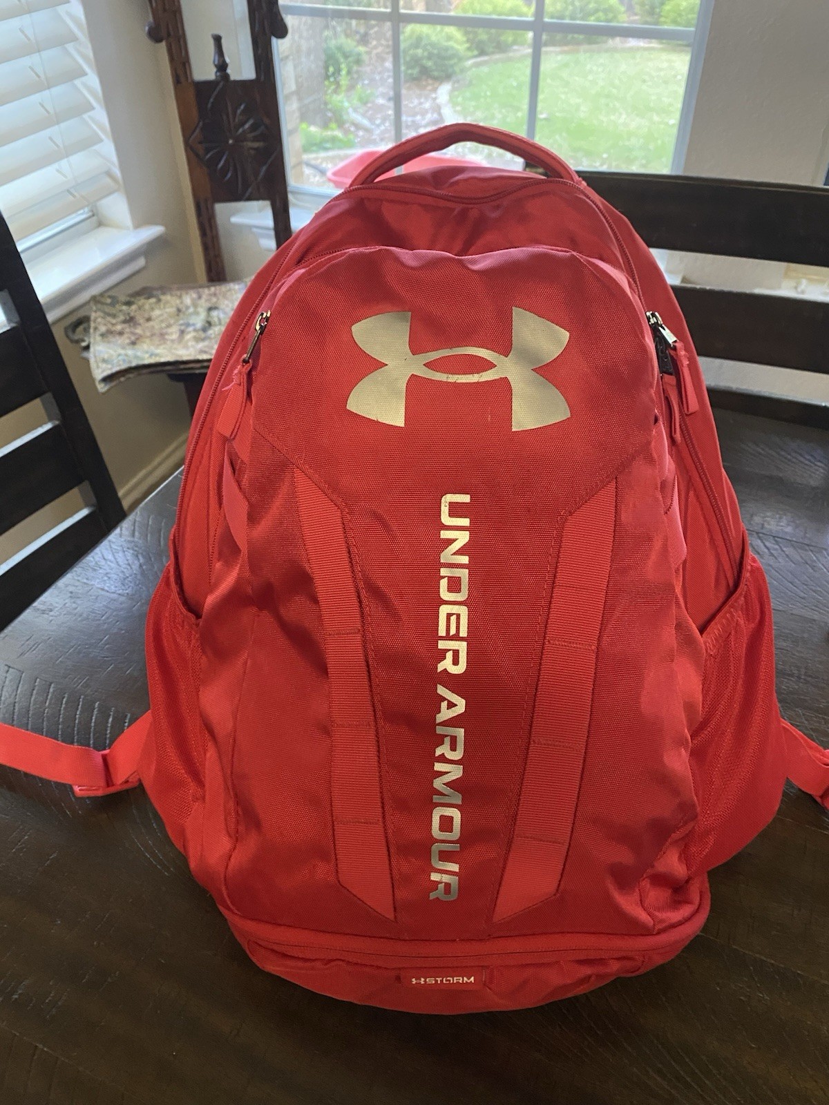 Under Armour UA Hustle 5.0 Storm Backpack School Laptop Book Bag Red