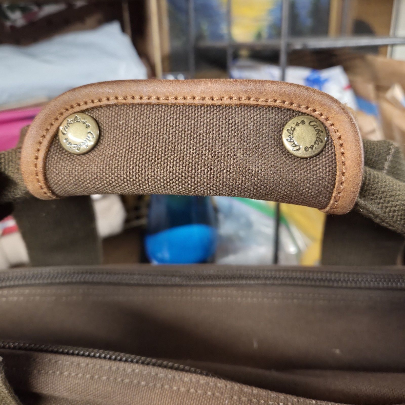 Cabela’s Brown Canvas & Leather Fishing Hunting Camping Large Travel Luggage Bag