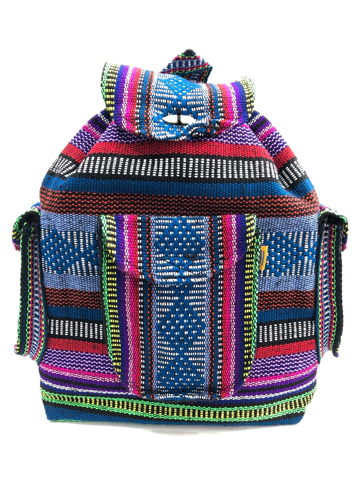 RASTA Bag Beach Hippie Baja Ethnic 3 pockets Backpack Made in Mexico Unisex 016