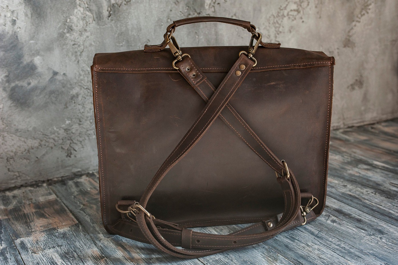 Genuine Leather Briefcase Bag Men Vintage Satchel Shoulder Handmade Brown New