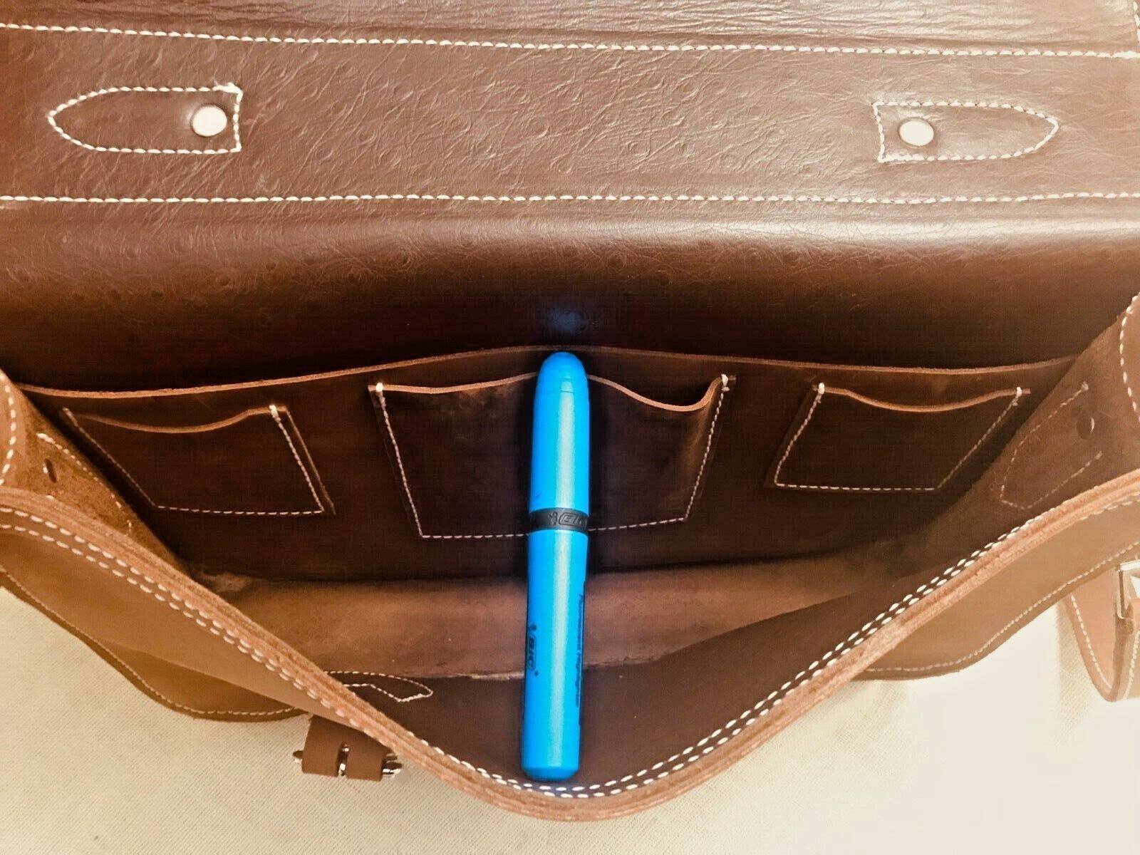 100% Handmade Heavy Saddle Leather Briefcase / Messenger Bag – GERMANY