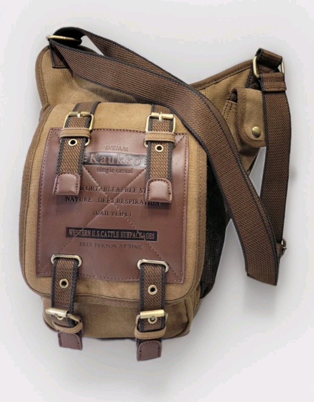 Kaukko Workshop Canvas Messenger Bag Crossbody Shoulder Sling Backpack Travel