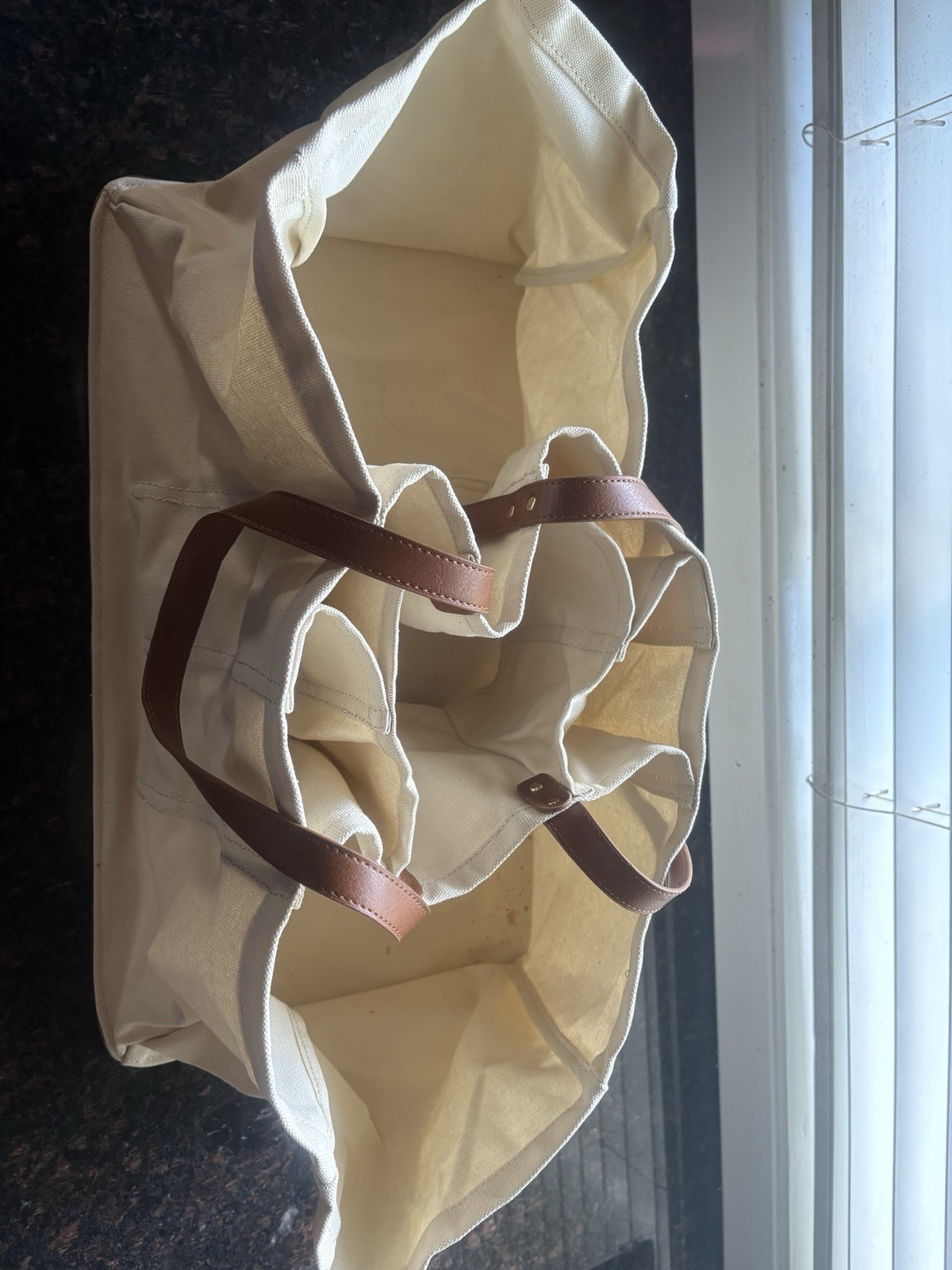 Farmers Market Beige Tote Bag Solid Double Waxed Canvas