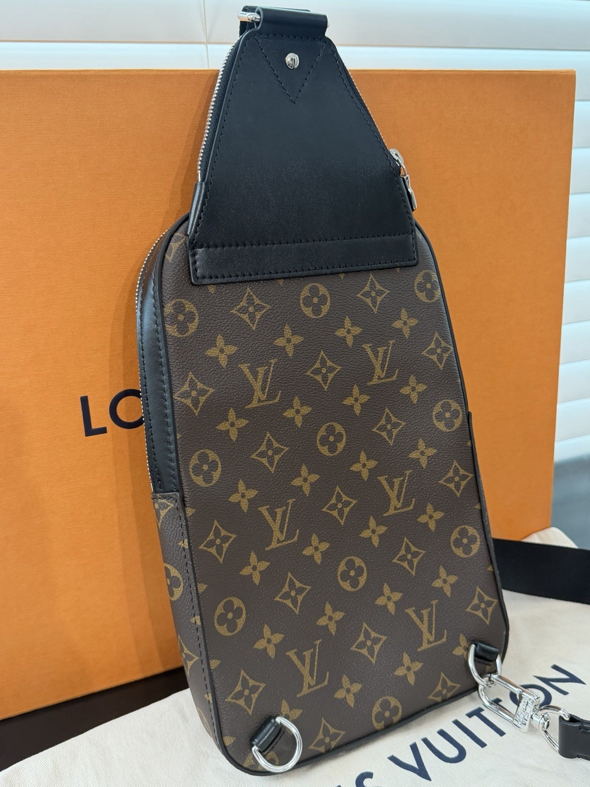 Louis Vuitton Monogram Macassar Avenue Sling Bag Brown/Black Zip, Adjustable