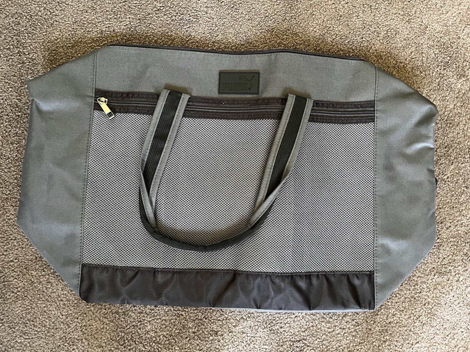 Women PUMA DSW Duffle travel weekender Gym Bag Gray Large Size Zipper