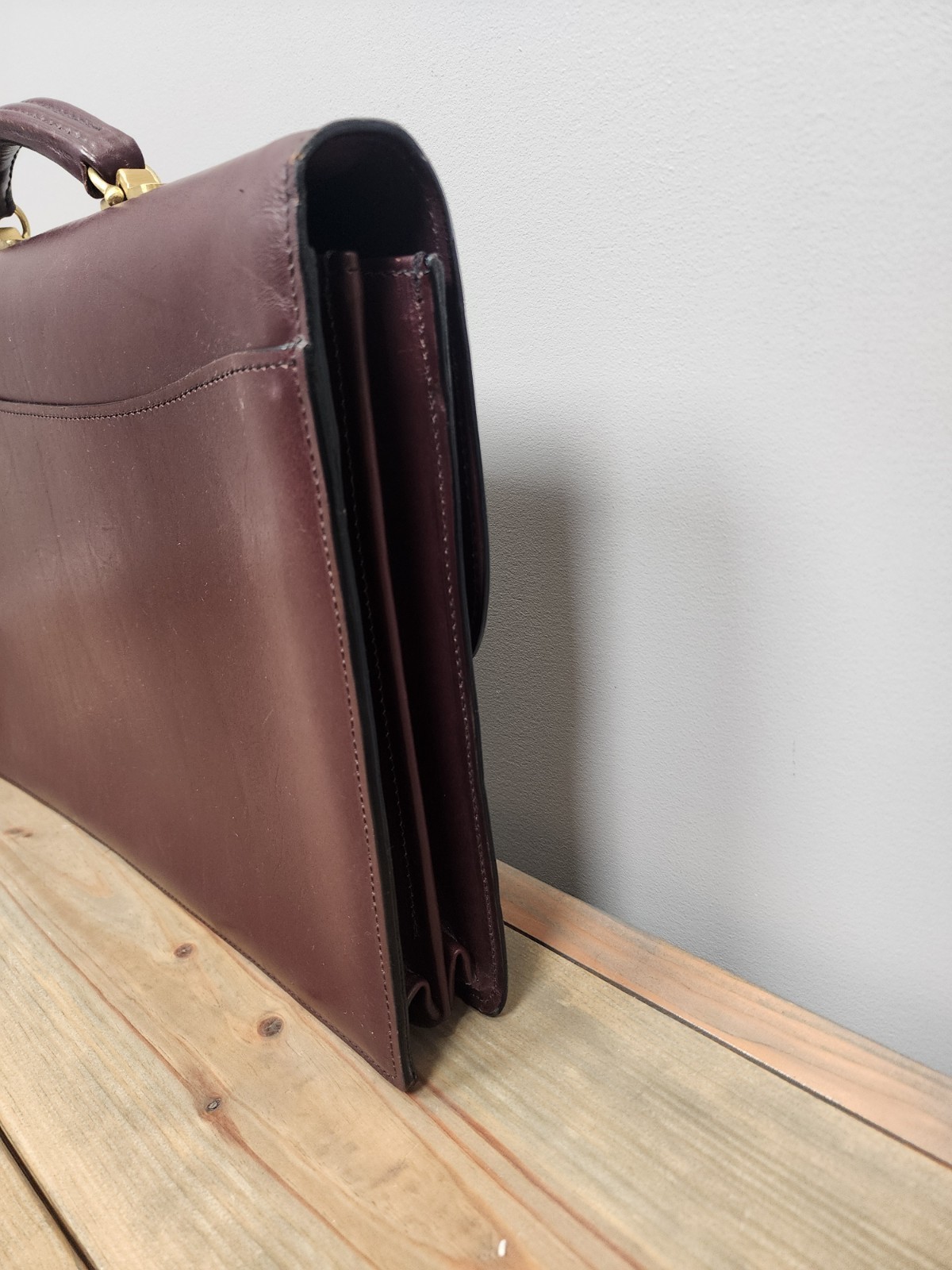 Schlesinger Brown Leather Briefcase With Working Combination Lock Vintage