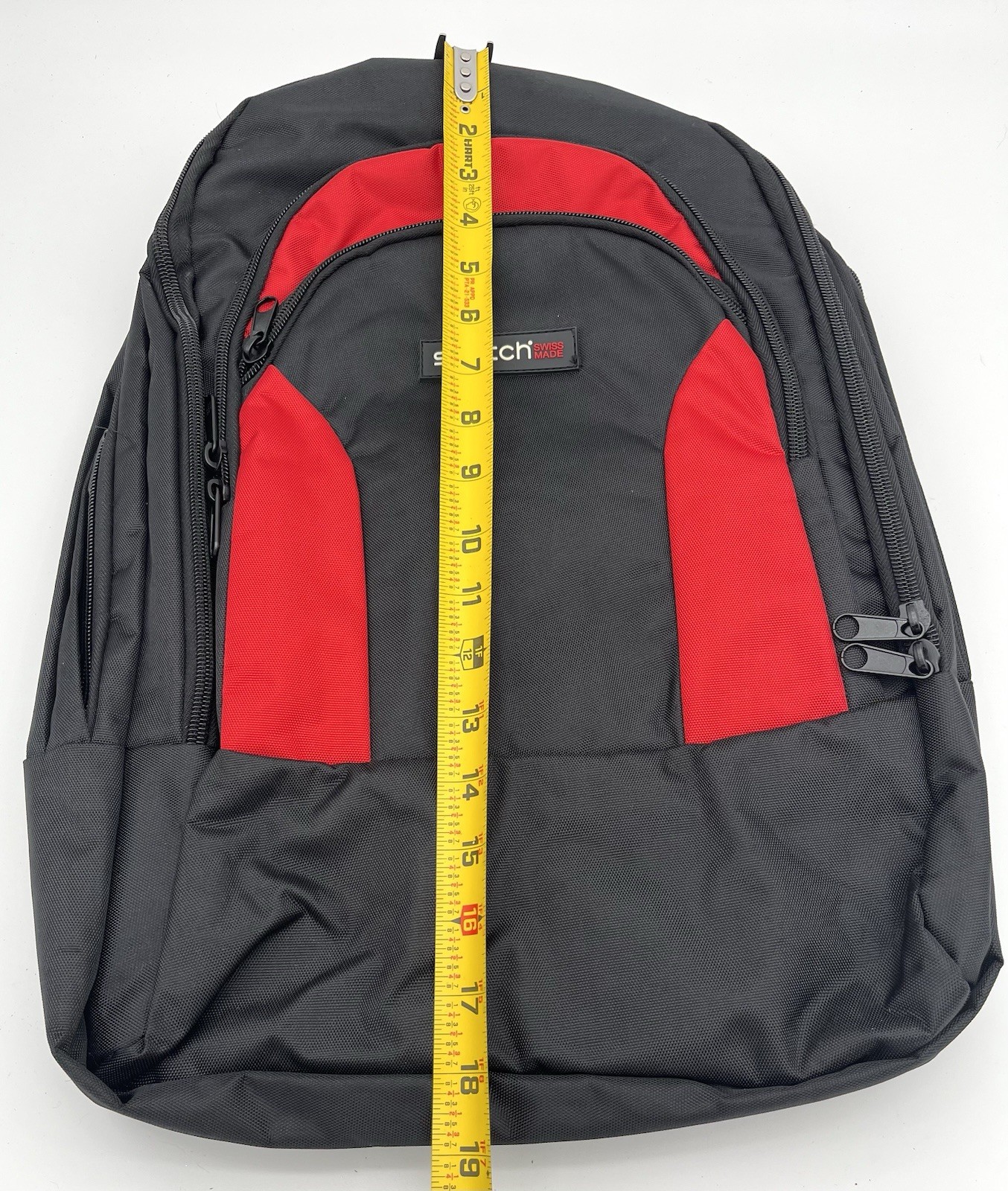 Swatch Backpack Red Black Swiss Made Padded Laptop Bag