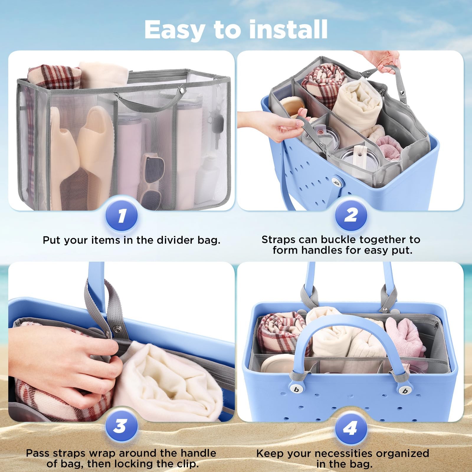 OUTXE Beach Bag Organizer Compatible with X Large Bogg X-Large, #1-Gray