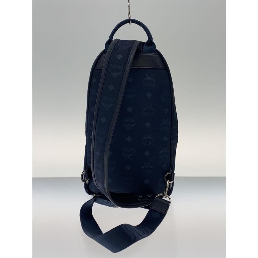 MCM Visetos Logo Authentic Navy Sling Backpack Crossbody Bag Shoulder Bag Zip