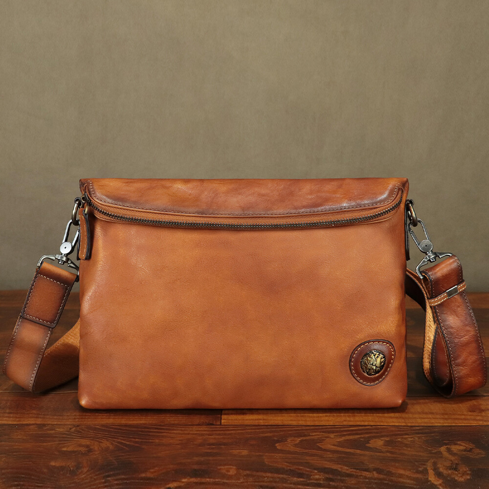 Genuine Leather Messenger Bag for Men Shoulder Bag Clutch bag Crossbody Purse