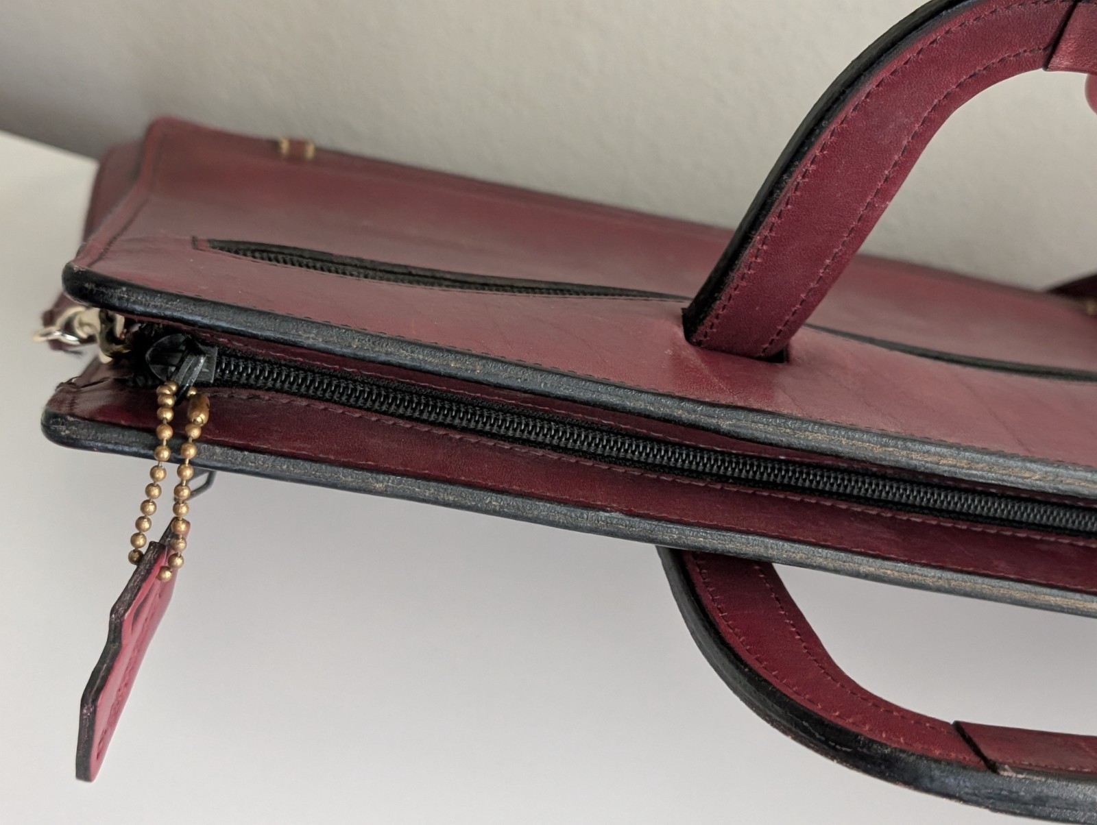 Vintage Schlesinger briefcase bag crossbody leather oxblood burgundy *READ*