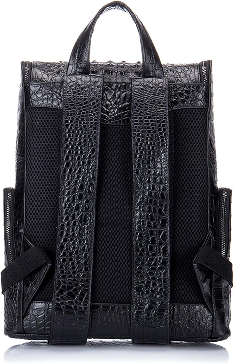 Crocodile Pattern Leather Laptop Backpack for Men – Stylish Travel Daypack