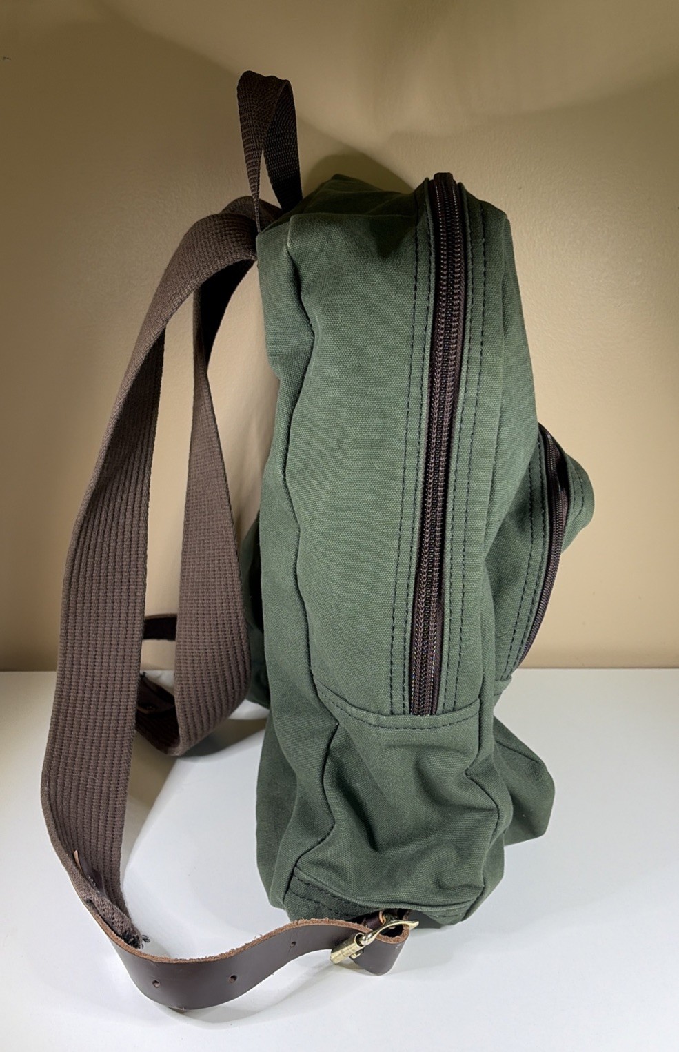 DULUTH PACK Large Standard BACKPACK Green w/ Brown Leather