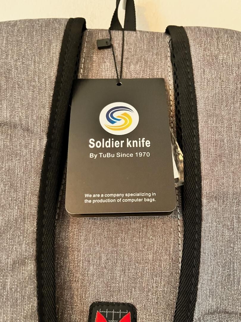 NWT SOLDIER KNIFE CANVAS COMPUTER BAG GRAY BACKBACK NEW
