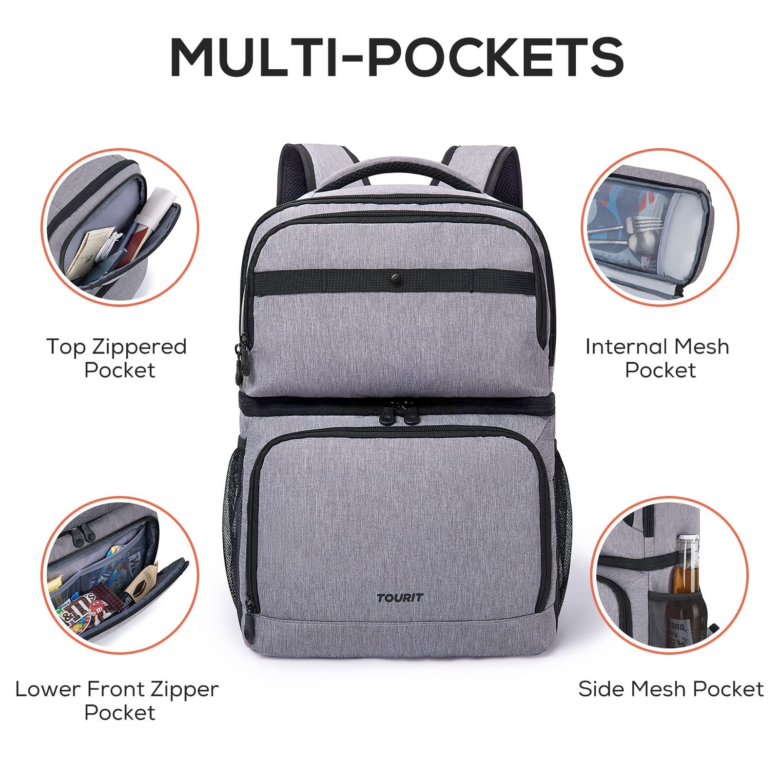 Backpack Cooler with Double Decks, Insulated Cooling Bag for Lunch,Waterproof…