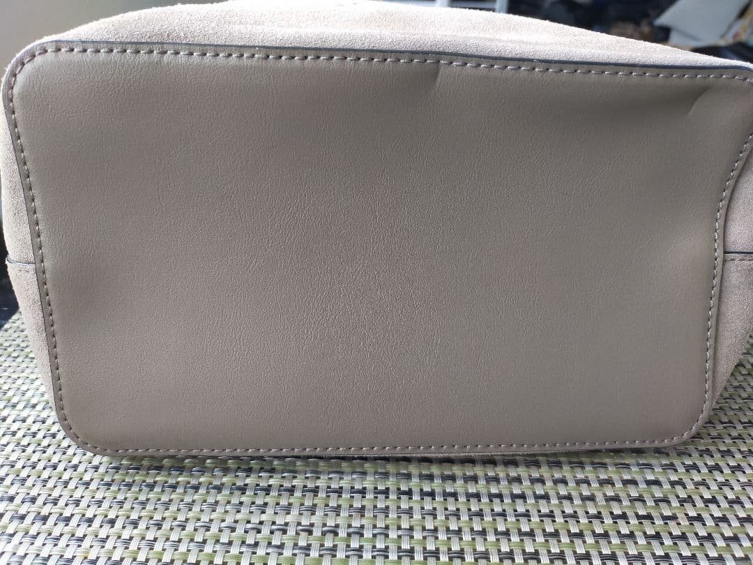 Vintage RALPH LAUREN Suede Shoulder Bag Charm Satchel Beige Gray Tote Women JPN