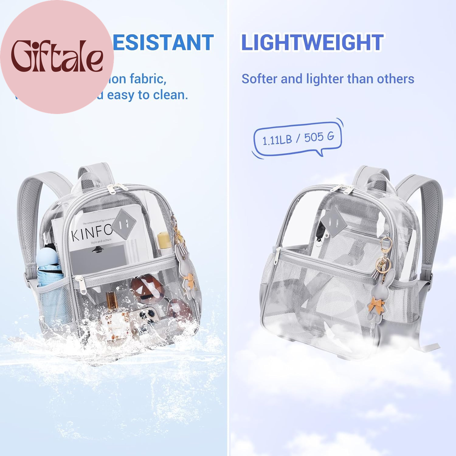 Clear Backpack for Stadium Events Approved 12×6×12, Thick TPU Mini Clear Bag wit