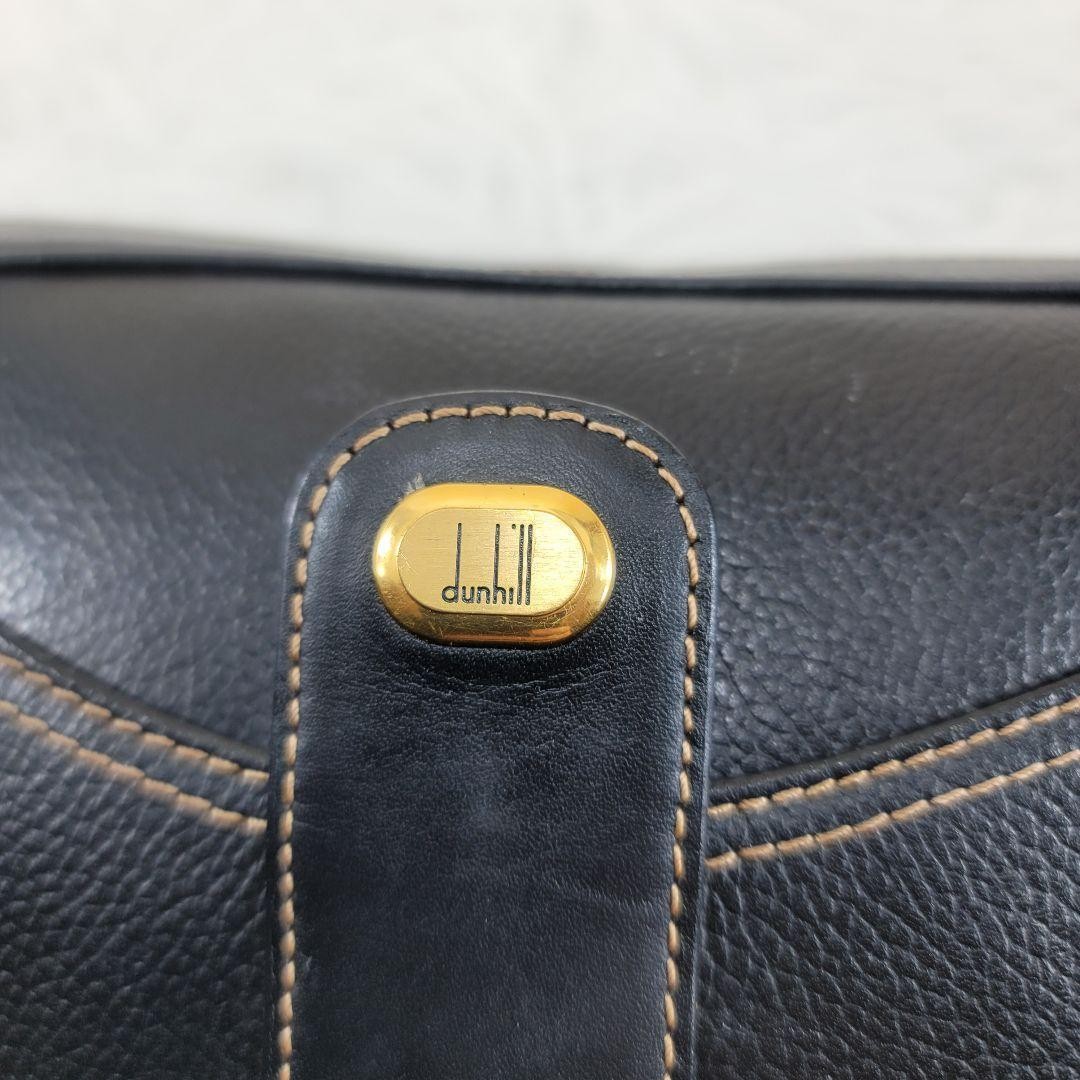 Dunhill Black Leather Clutch Second Bag Gold Hardware 23cm